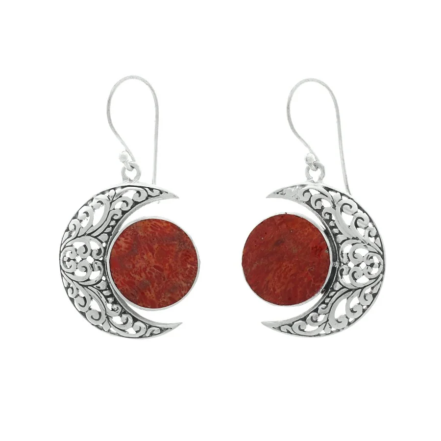 Red Coral Moon Earrings — Kay's Pearl